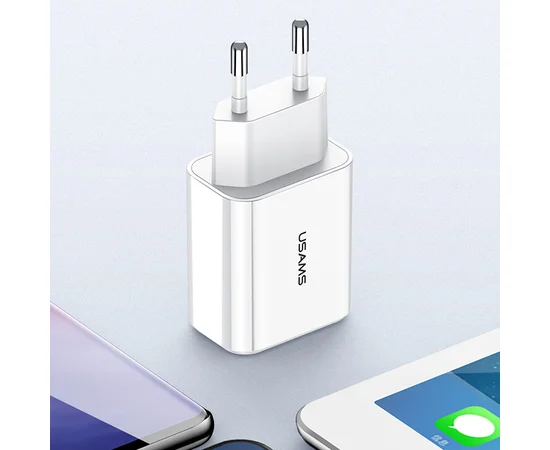 СЗУ USAMS US-CC073 T17 с дисплеем (2USB) Белый