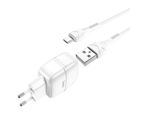 СЗУ Hoco C77A (2USB/2.4A) + MicroUSB Белый