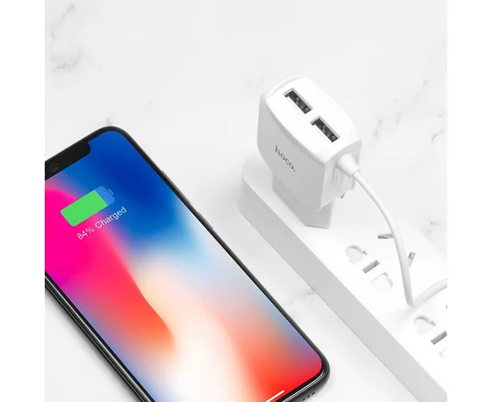 СЗУ Hoco C59A (2USB/2.4A) +lightning Белый