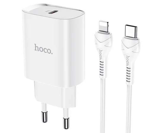 СЗУ HOCO N14 PD 20W 1Type-C + Type-C to Lightning Белый