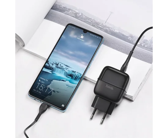 СЗУ Hoco C77A (2USB/2.4A) + Type-C Черный