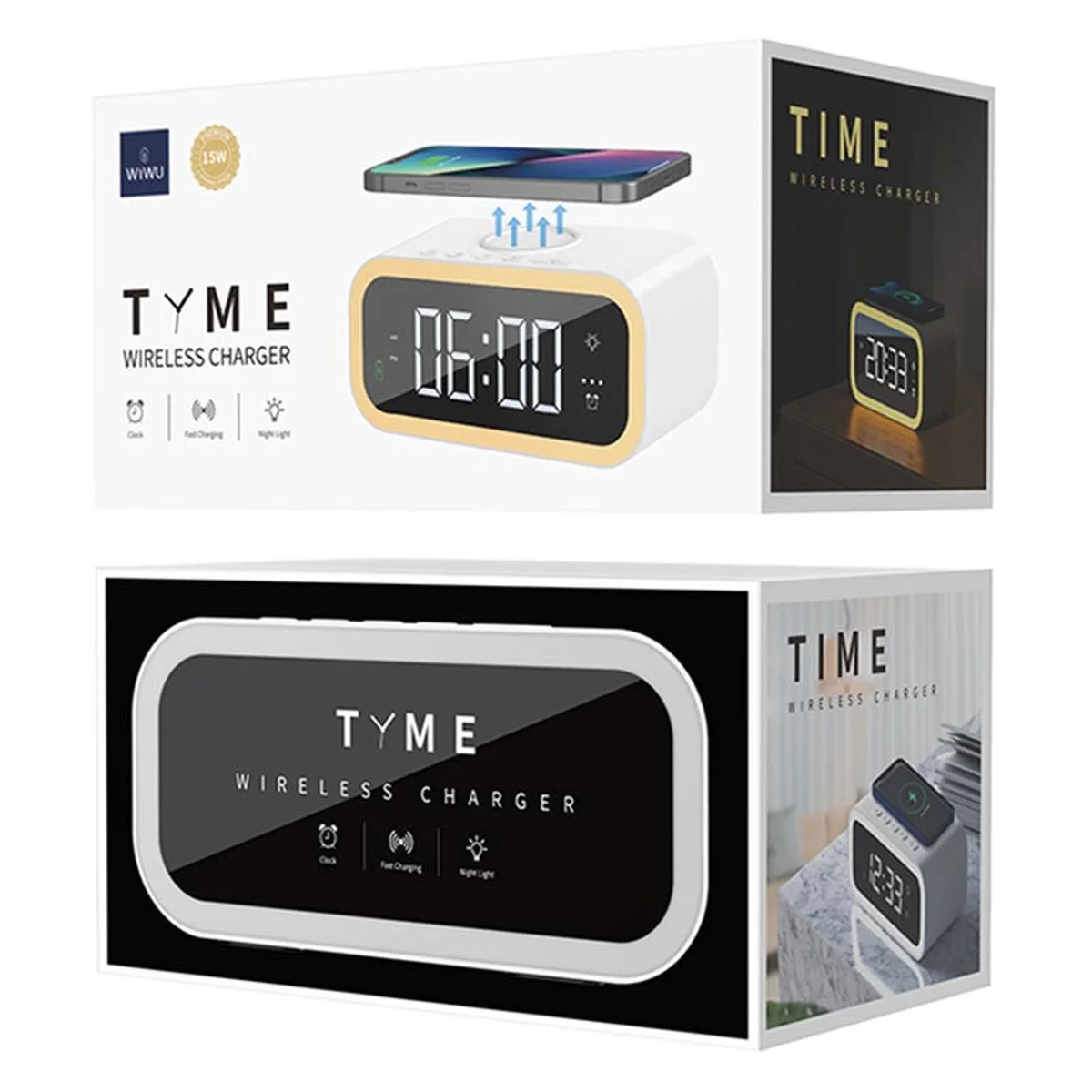 БЗУ WIWU Wi-W015 2 in 1 Time Wireless Charger White