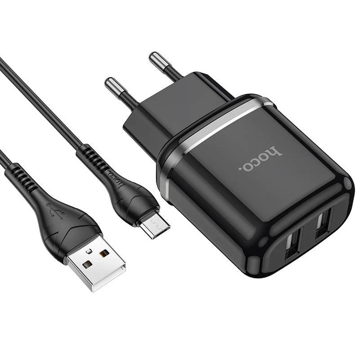 СЗУ Hoco N4 (2USB/2.4A) + MicroUSB Чорний