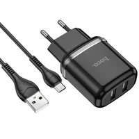 СЗУ Hoco N4 (2USB/2.4A) + MicroUSB Чорний
