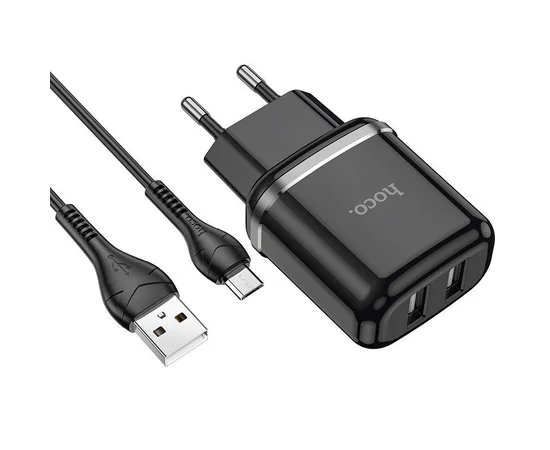 СЗУ Hoco N4 (2USB/2.4A) + MicroUSB Черный
