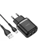 СЗУ Hoco N4 (2USB/2.4A) + MicroUSB Черный