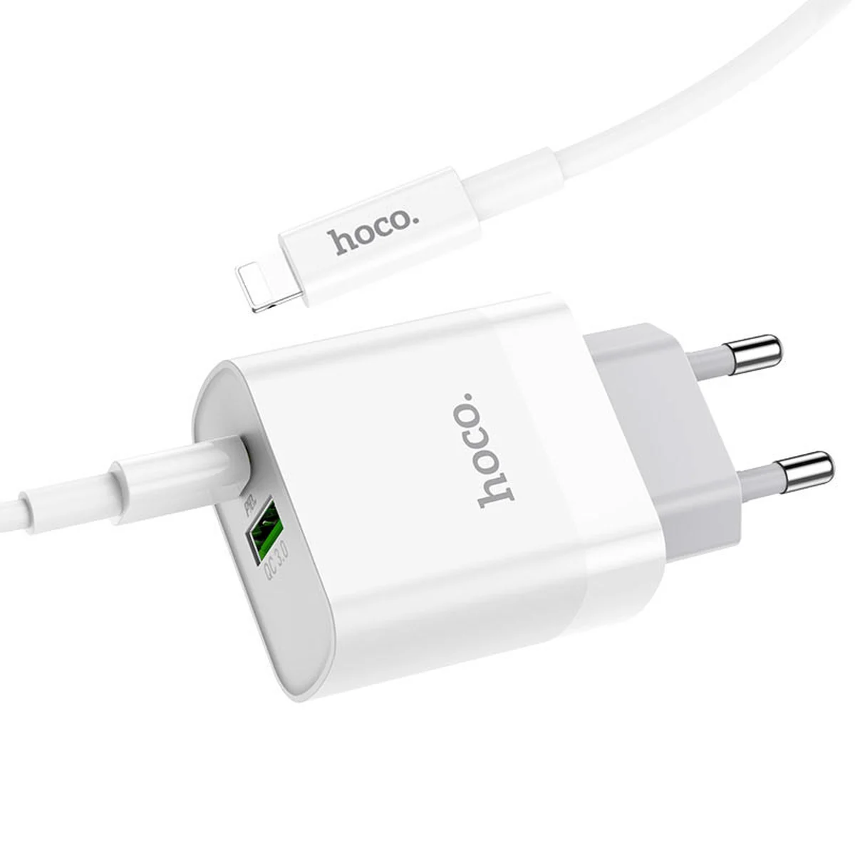 СЗУ HOCO C80A Rapido PD+QC3.0 Type-C + USB + Type-C to Lightning cable Білий