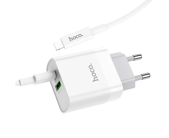 СЗУ HOCO C80A Rapido PD+QC3.0 Type-C + USB + Type-C to Lightning cable Белый