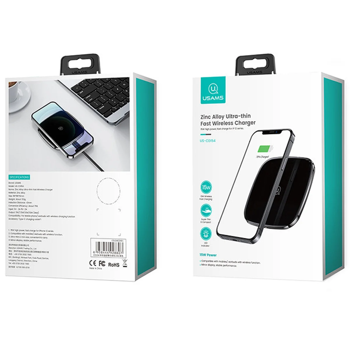 БЗУ Usams US-CD154 Fast Charge 15W (настольный) Черный