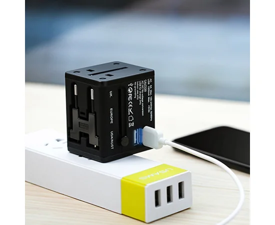 СЗУ Usams US-CC044 T2 4in1, разъёмы для US/AU/EU/UK Черный