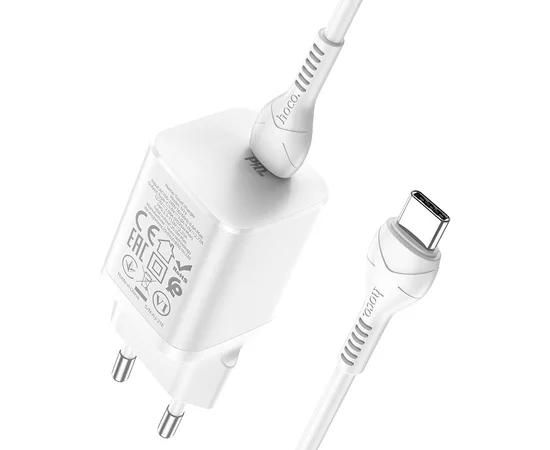СЗУ HOCO N19 Rigorous PD25W 1Type-C + cable Type-C to Type-C Белый