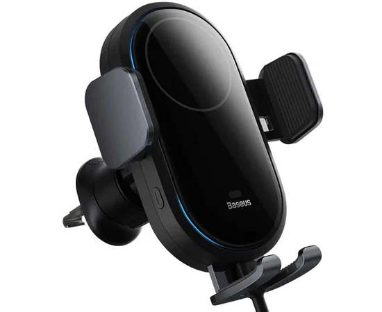 Автодержатель с БЗУ Baseus LightChaser Wireless Charging Electric Car Mount 15W (C40355900121-00) Black