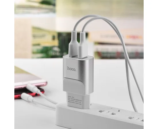 СЗУ Hoco C47A 2.1A 2USB Стальной