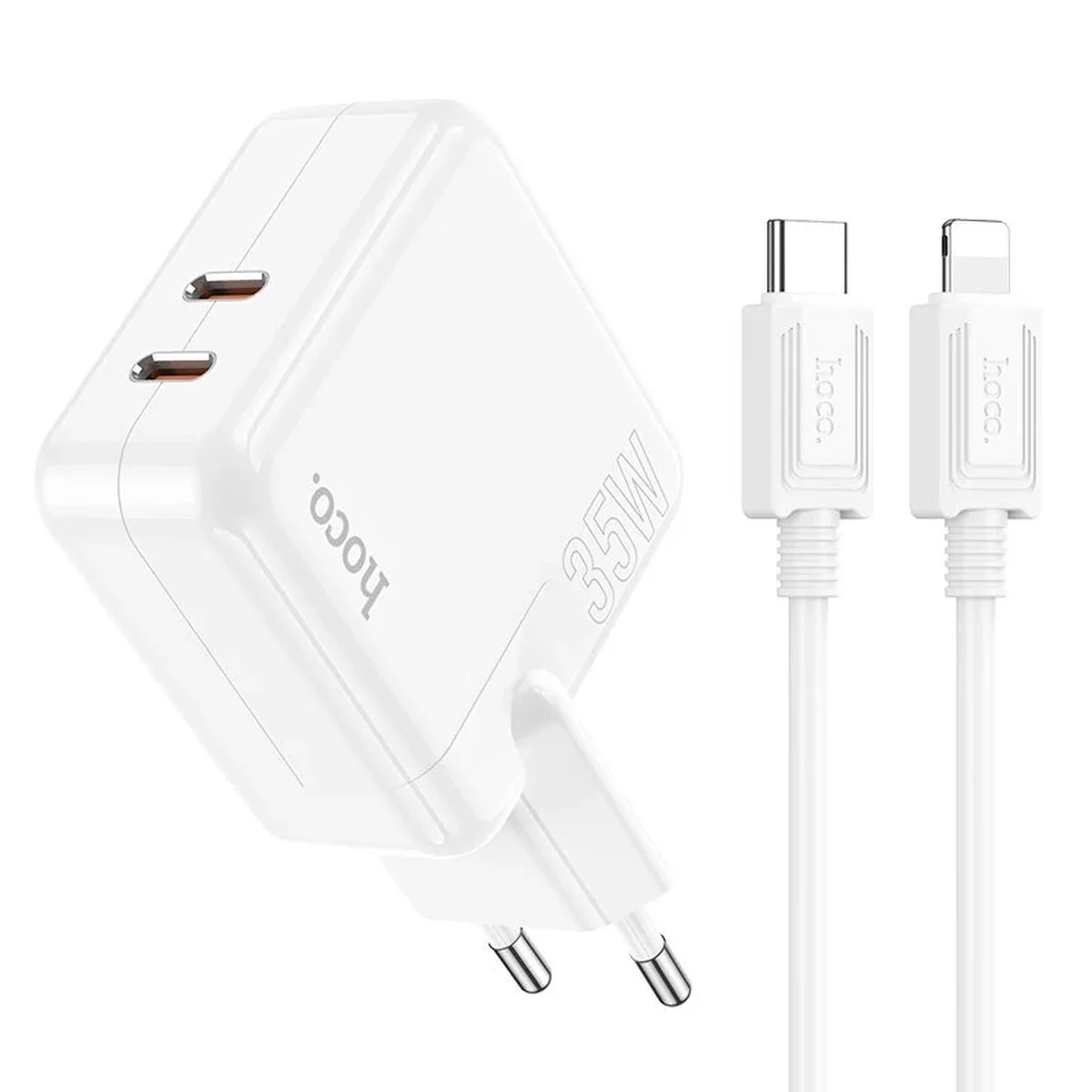 СЗУ Hoco C110A PD 35W+QC3.0 (2 Type-C) + Type-C to Lightning White