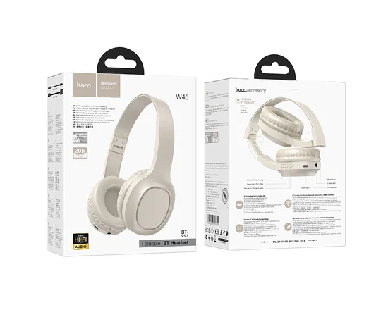 Накладные беспроводные наушники Hoco W46 Charm Milky White