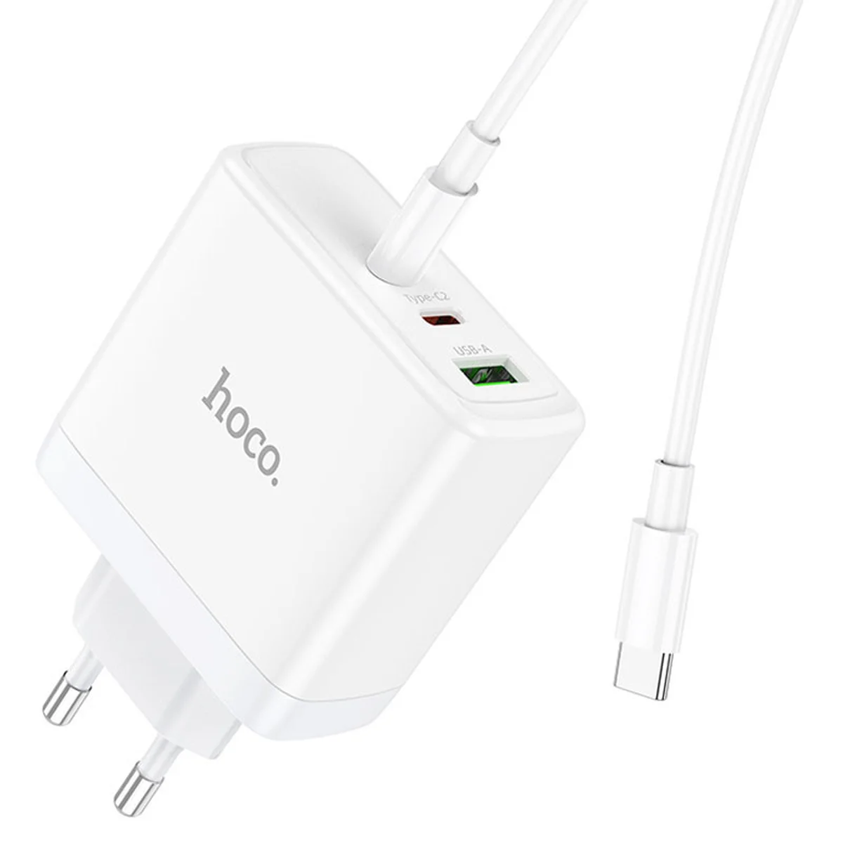 СЗУ Hoco N30 Glory PD65W (2Type-C/1USB) + Type-C to Type-C White