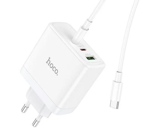 СЗУ Hoco N30 Glory PD65W (2Type-C/1USB) + Type-C to Type-C White