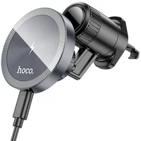Автоутримувач із БЗУ Hoco HW6 Vision metal magnetic (air outlet) Black / Metal gray