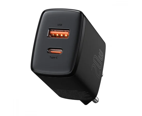 СЗУ Baseus Compact Quick Charger 20W QC+PD (Type-C+1USB) (CCXJ-B) Black