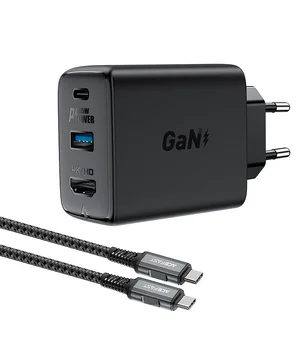 СЗУ Acefast A17 65W GaN multi-function HUB + кабель Type-C to Type-C Black