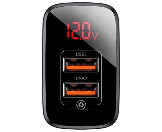СЗУ Baseus Mirror Lake Dual QC Digital Display 2USB Черный