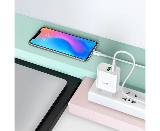 СЗУ HOCO C80A PD+QC3.0 (1USB/3.1A) Type-C to Type-C Белый