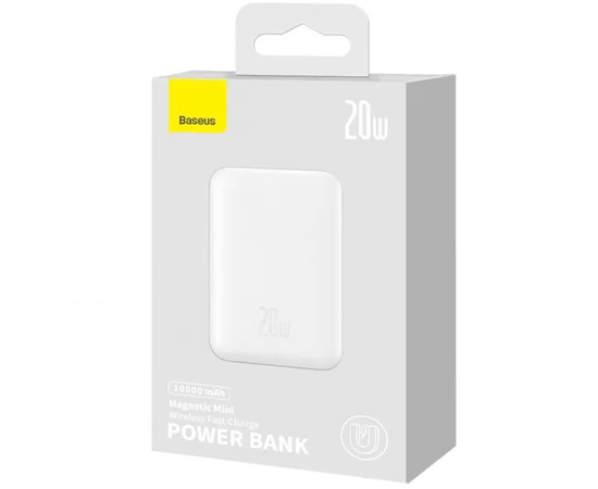 Портативное зарядное устройство Power Bank Baseus Magnetic Mini 20W c БЗУ 10000 mAh (PPCX070001) White