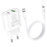 СЗУ HOCO C95A PD 20W+QC3.0 (1USB/Type-C/3A) + Type-C to Lightning White