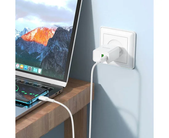 СЗУ Borofone BA69A Resource PD20W+QC3.0 (Type-C to Type-C) White