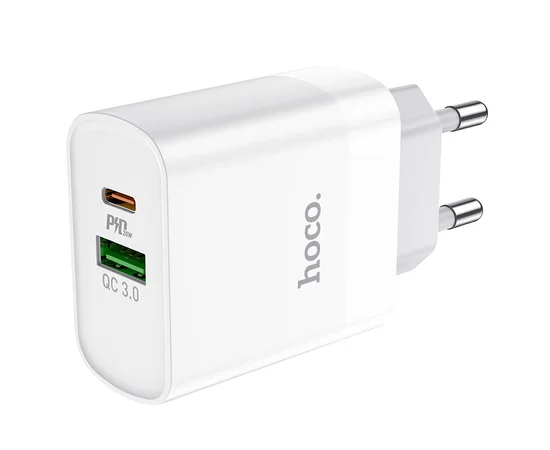 СЗУ HOCO C80A Plus Rapido PD20W+QC3.0 (1Type-C/1USB) White