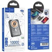 Портативное зарядное устройство Power Bank Hoco Q14A Ice Crystal PD20W с БЗУ 10000 mAh Black
