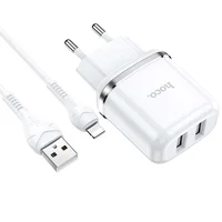 СЗУ Hoco N4 (2USB/2.4A) + Lightning Белый