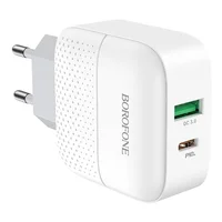 СЗУ Borofone BA46A PD 18W+QC3.0 (1USB/1Type-C/3A) Білий