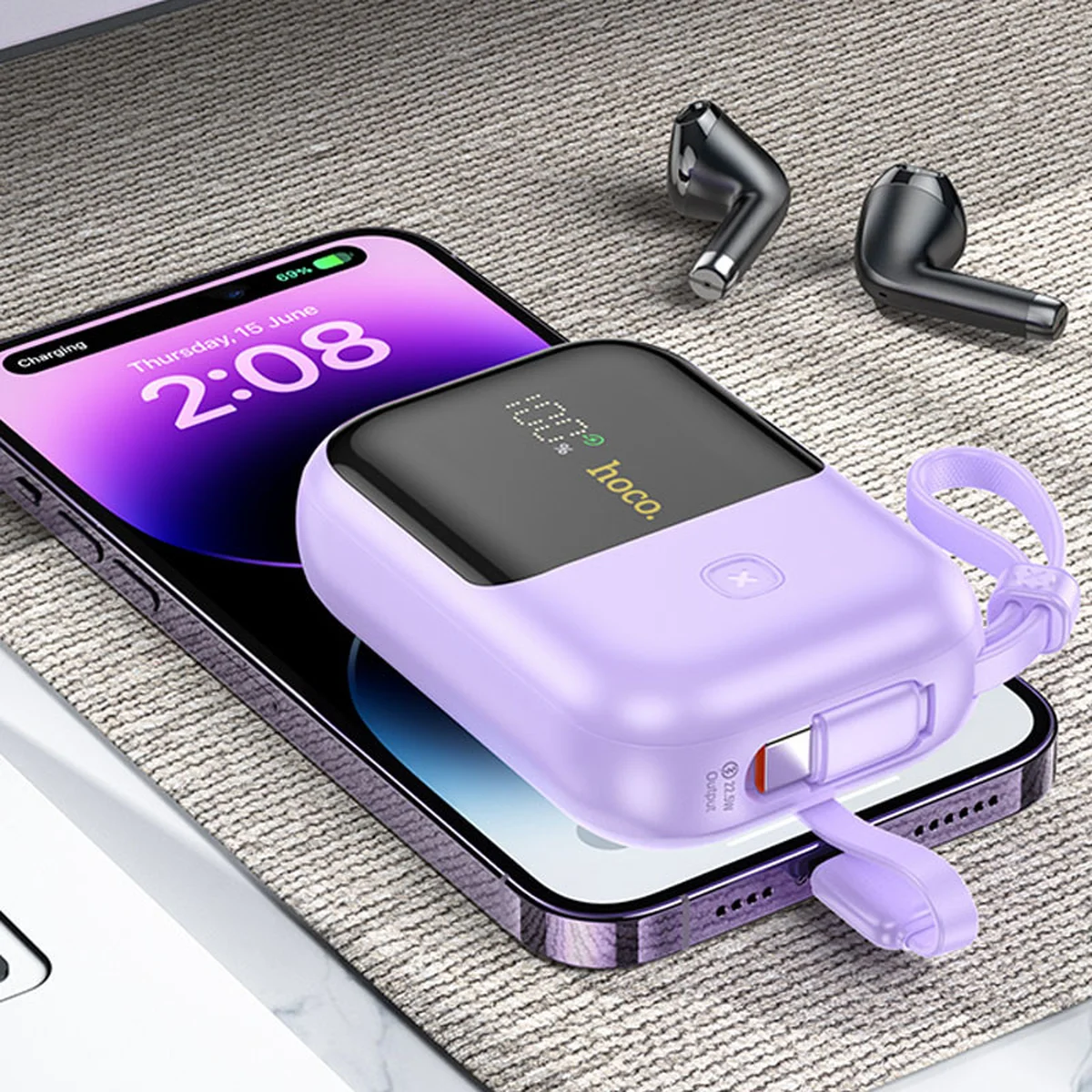 Портативное зарядное устройство Power Bank Hoco Q20 Fountain 22.5W+PD20W 10000 mAh Purple