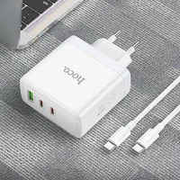 СЗУ Hoco N30 Glory PD65W (2Type-C/1USB) + Type-C to Type-C White