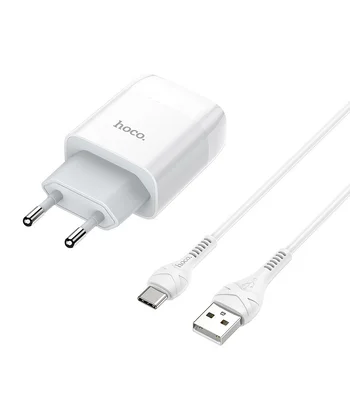 СЗУ HOCO C73A (2USB / 2.4A) + Type-C Білий