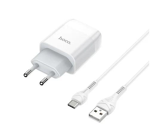 СЗУ HOCO C73A (2USB/2.4A) + Type-C Белый