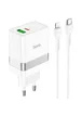 СЗУ Hoco N21 Topspeed PD30W+QC3.0 (1USB/1Type-C/3A) + Type-C to Lightning Белый