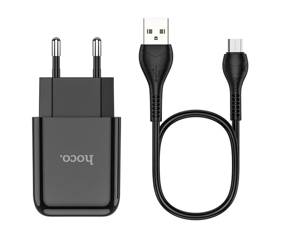 СЗУ HOCO N2 (1USB/2.1A) + USB - MicroUSB Черный