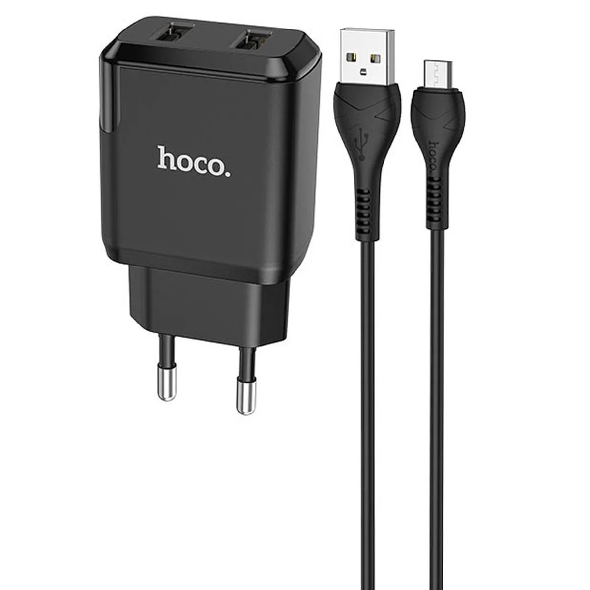СЗУ HOCO N7 (2USB/2,1A) + USB - MicroUSB Черный