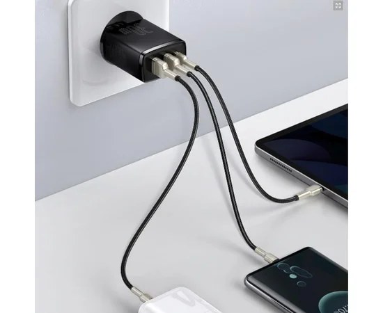 СЗУ Baseus Compact Quick Charger 30W QC+ PD (1Type-C + 2USB) (CCXJ-E) Чорний