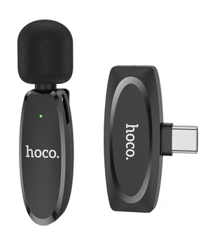 Петличний бездротовий мікрофон Hoco L15 Crystal Type-C Black