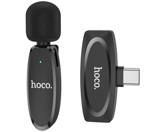 Петличный беспроводной микрофон Hoco L15 Crystal Type-C Black