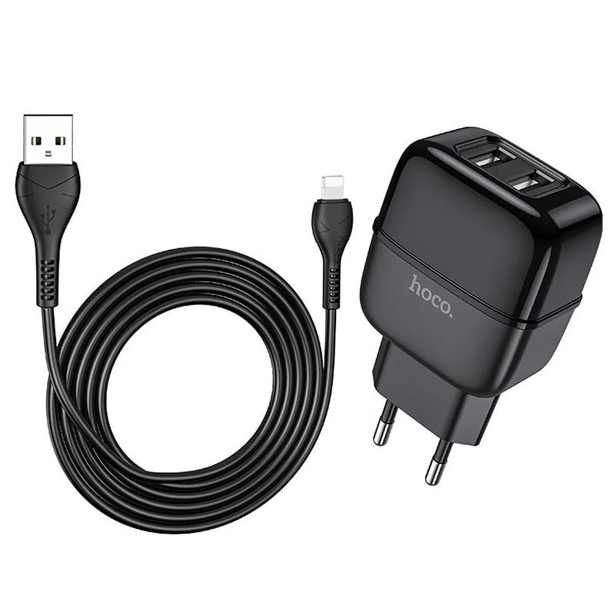 СЗУ HOCO C73A (2USB / 2.4A) + lightning Чорний