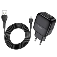 СЗУ HOCO C73A (2USB / 2.4A) + lightning Чорний