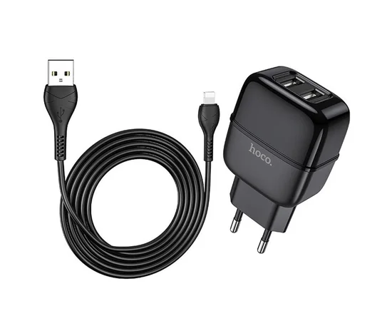 СЗУ HOCO C73A (2USB/2.4A) + lightning Черный