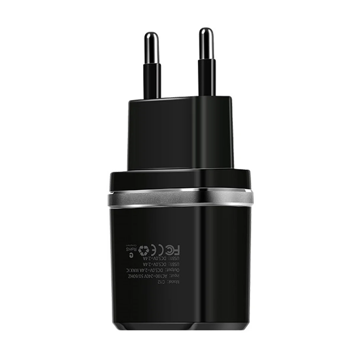 СЗУ Hoco C12 Charger + Cable Lightning 2.4A 2USB Черный