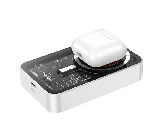 Портативное зарядное устройство Power Bank Hoco Q10A Transparent PD20W с БЗУ 10 000 mAh White