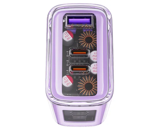 СЗУ Acefast A45 Exploration series PD65W GaN (2*USB-C+USB-A) Purple alfalfa