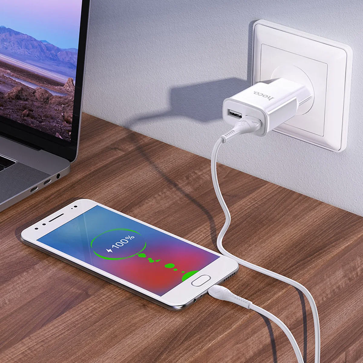 СЗУ HOCO C88A (2USB/2.4A) + MicroUSB Белый